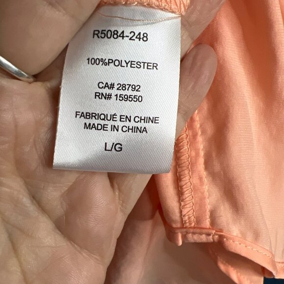Renuar Peach Long Sleeve Blouse With Roll Tab Sleeves L - Picture 5 of 7